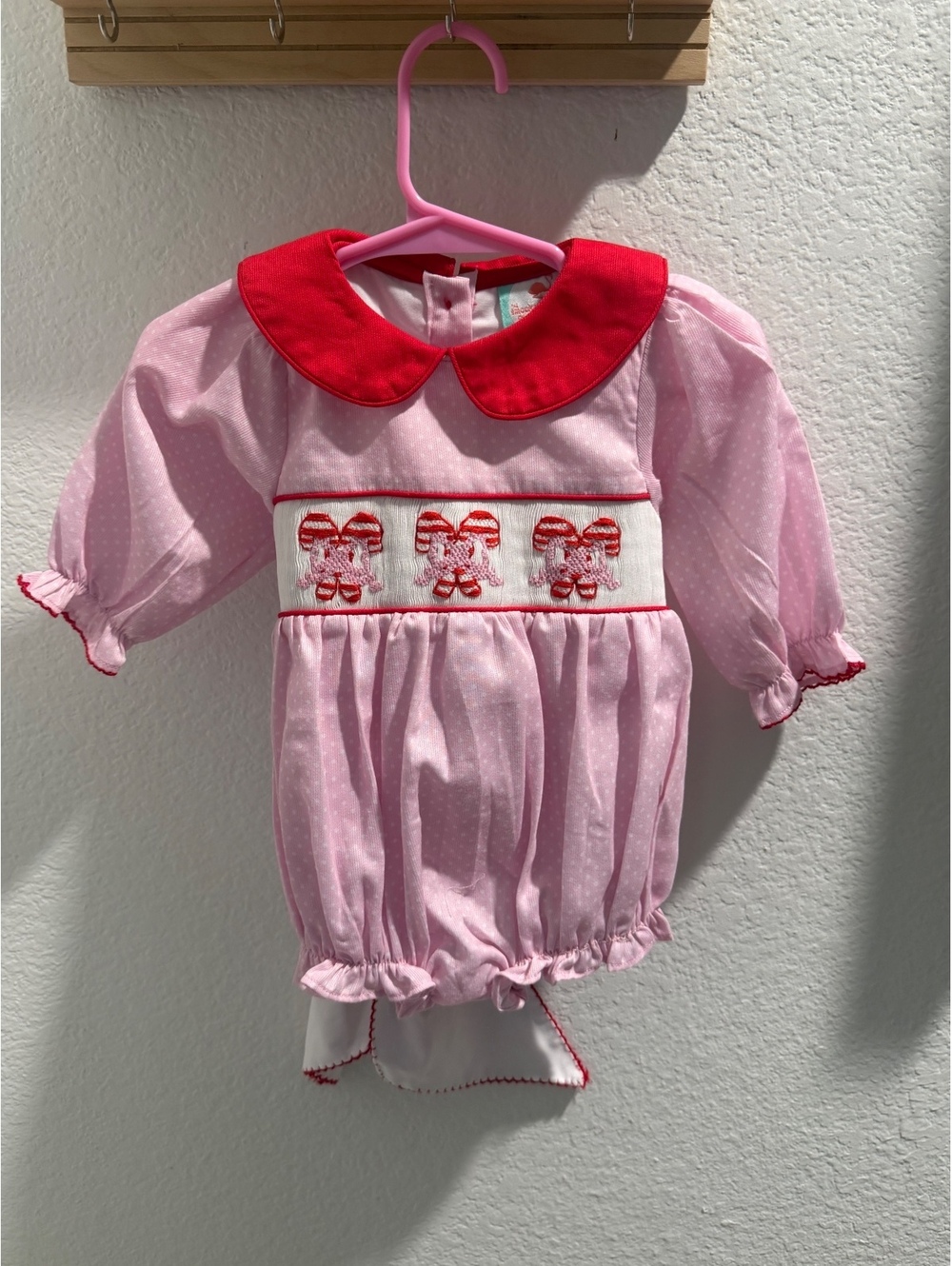 Southern Flamingo Baby girls CandyCane smocked jumper